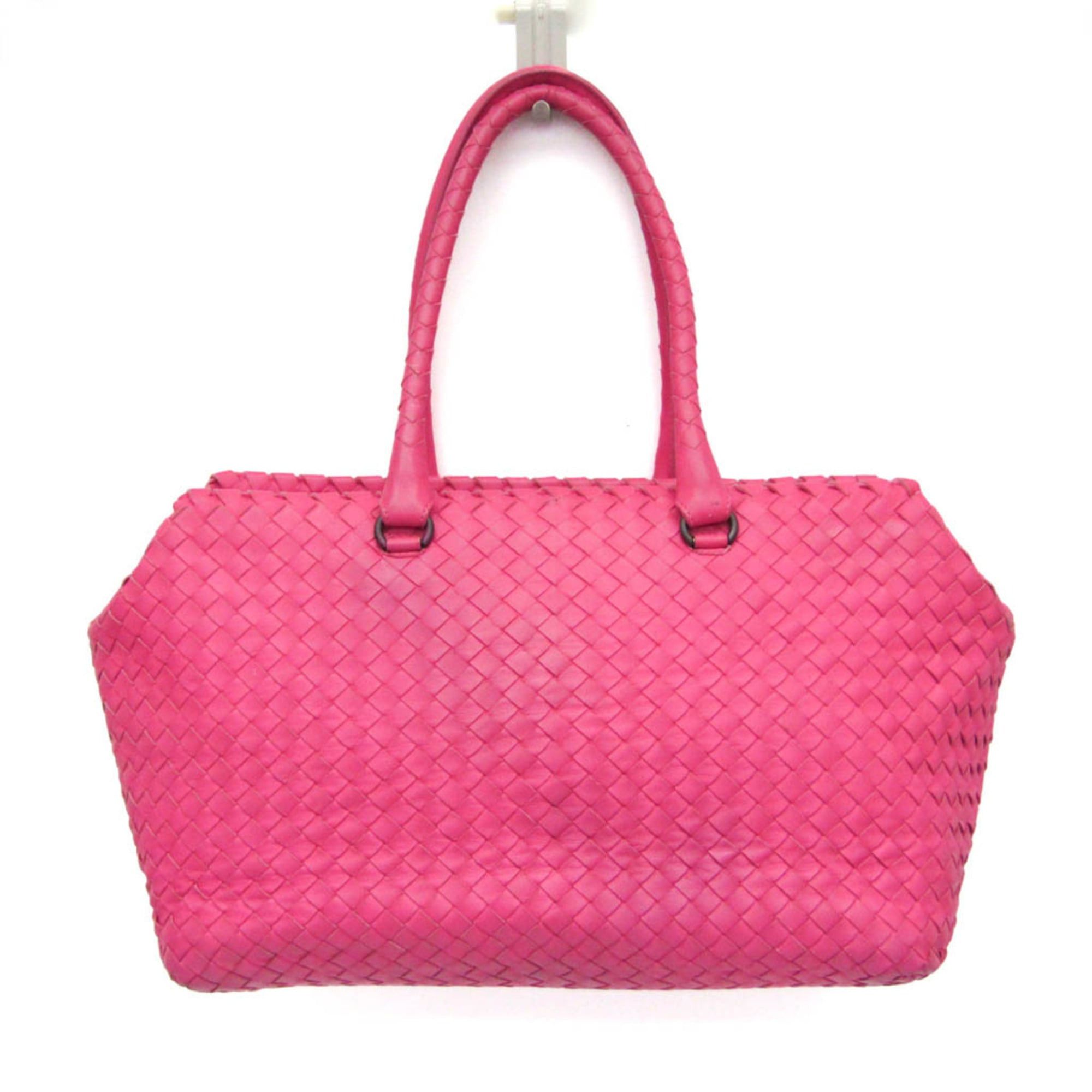Bottega Veneta Bottega Veneta Intrecciato Women's Leather Boston Bag,Handbag Pink Size ONE SIZE - 1 Thumbnail