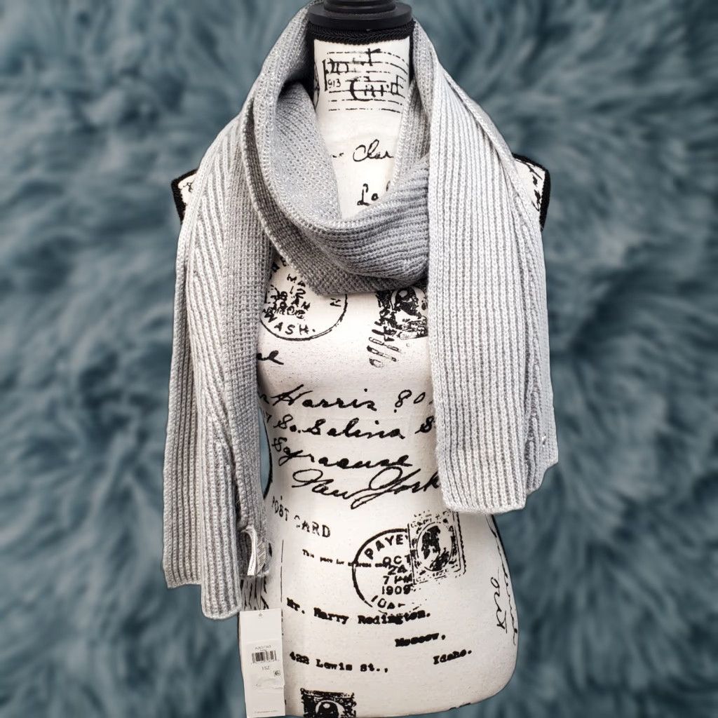 Calvin Klein VINTAGE Calvin Klein Scarf Unisex One Size Heather Gray Metallic Neck Warmer Size ONE SIZE - 1 Thumbnail