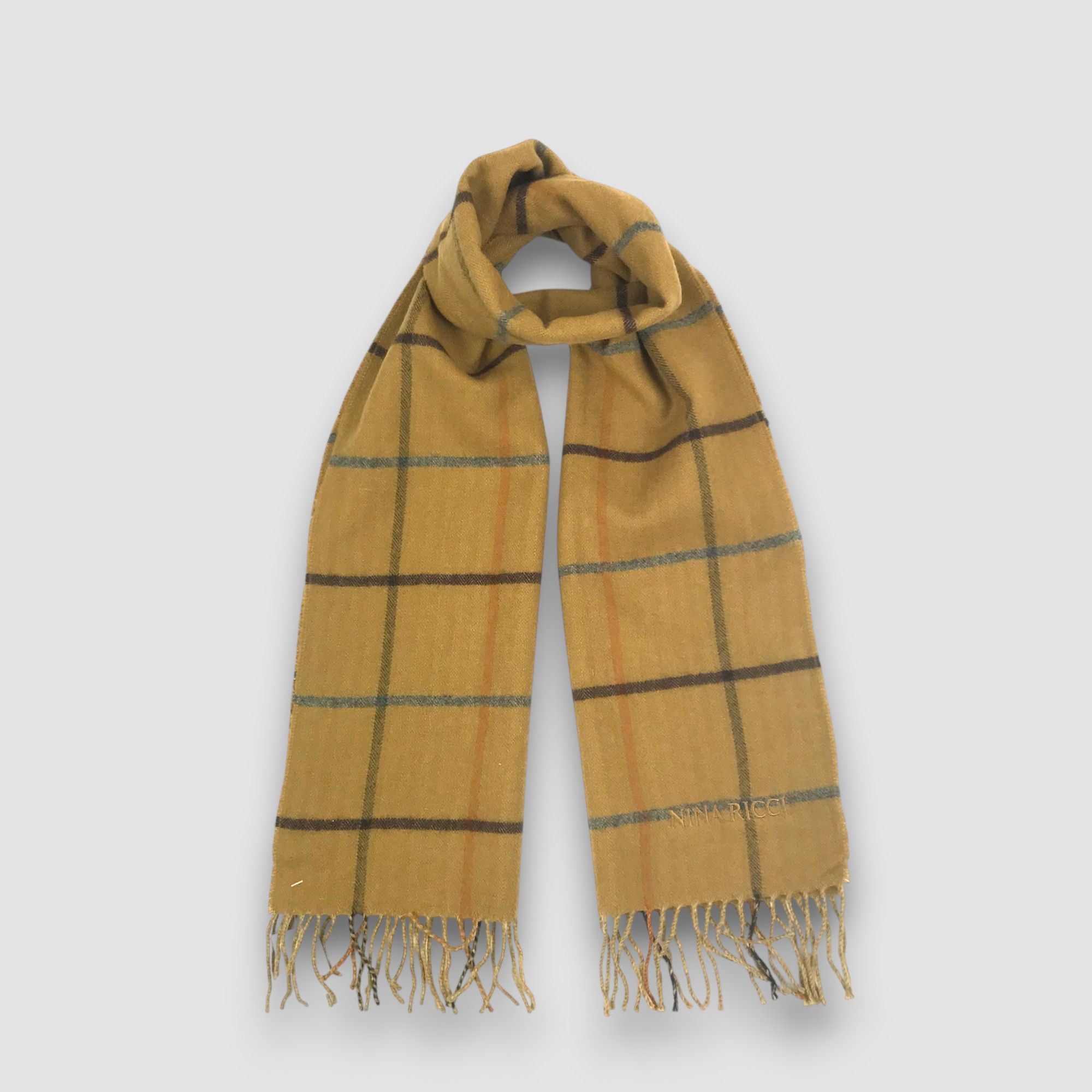 Nina Ricci Vintage Nina Ricci Scarf Plaid Winter Muffler Wool Scarves Size ONE SIZE - 4 Thumbnail