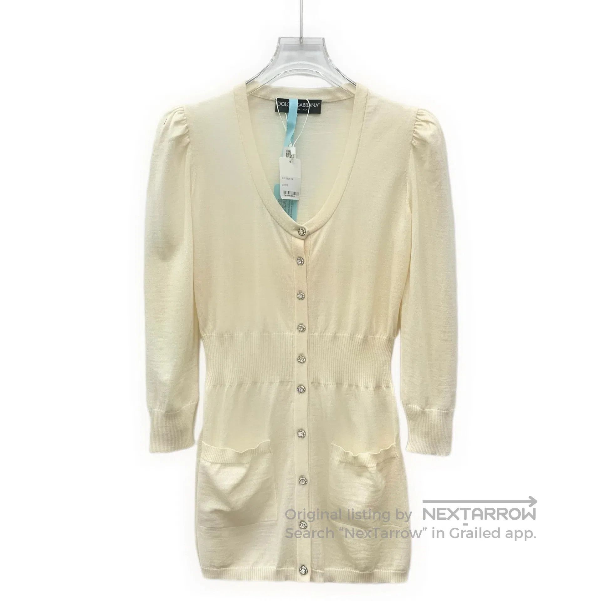 Dolce & Gabbana Dolce Gabbana Ivory wool knit cardigan| Size M / US 6-8 / IT 42-44 - 1 Thumbnail