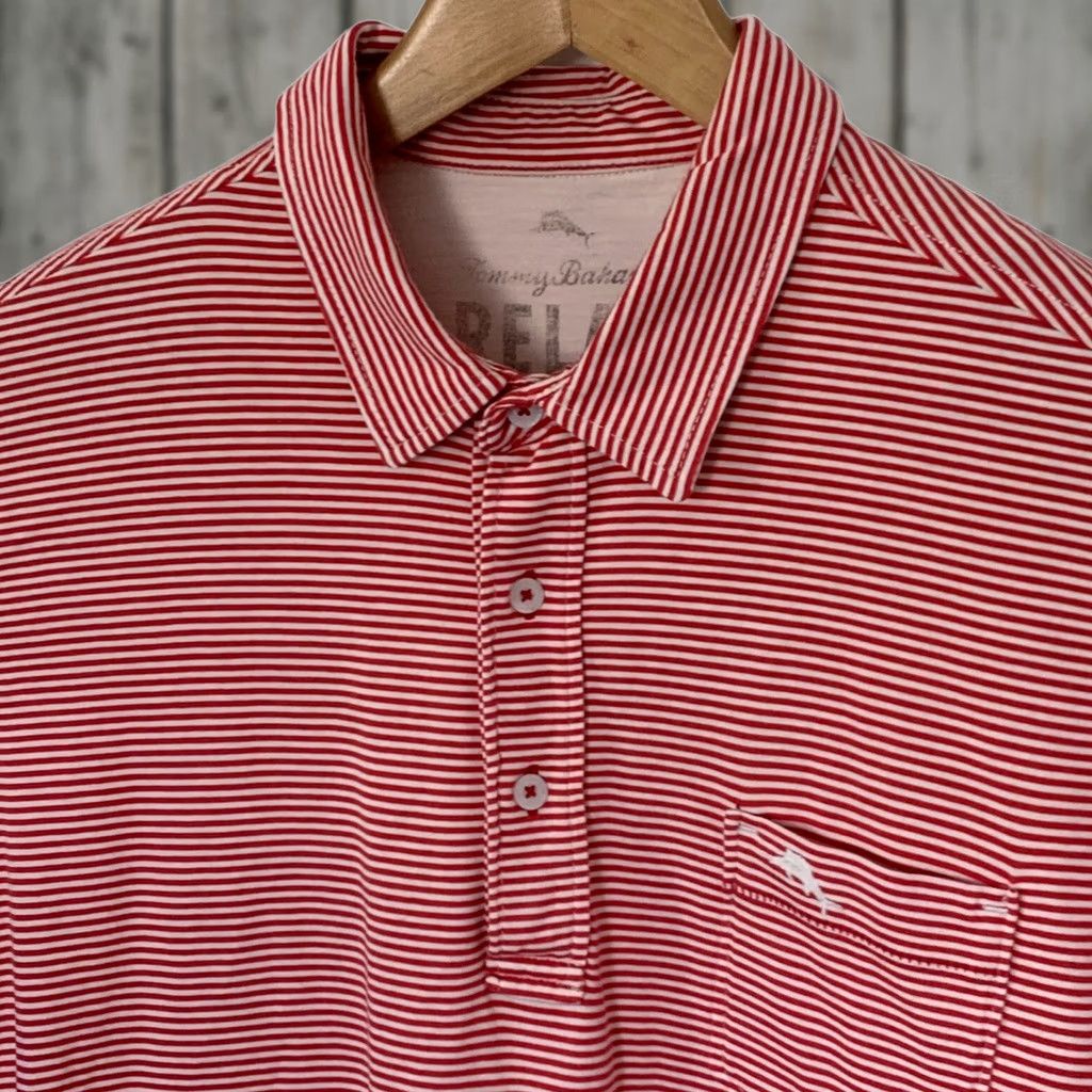 Tommy Bahama Tommy Bahama RELAX Shirt Polo Striped Simple Casual Short Sleeve Mens M Orange 100% Cotton Pocket Relaxed Fit Size US M / EU 48-50 / 2 - 1 Thumbnail