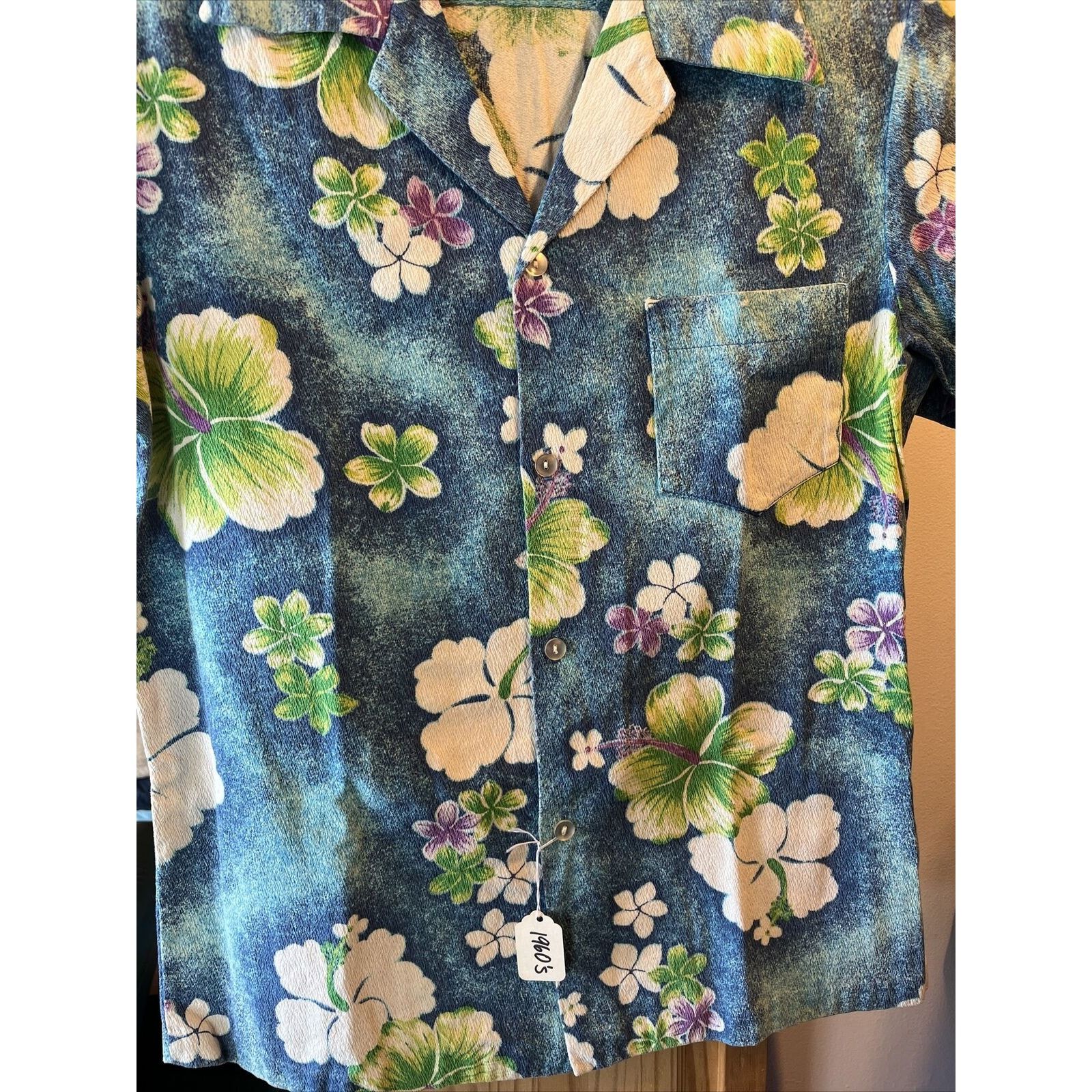 Other Pomare VTG Men’s Small Blue Floral Polyester Hawaiian Shirt Size US S / EU 44-46 / 1 - 6 Thumbnail