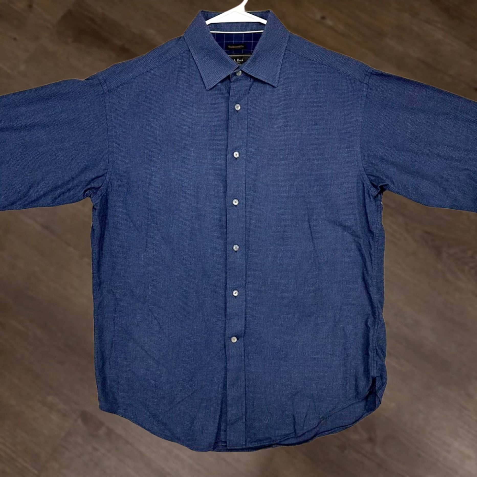 Jos. A. Bank Jos. A. Bank Button Up Shirt Men Medium Reserve Navy Houndstooth Traditional Fit Shirt Long Sleeve Cotton Silk Cashmere Breathable Size US M / EU 48-50 / 2 - 1 Thumbnail
