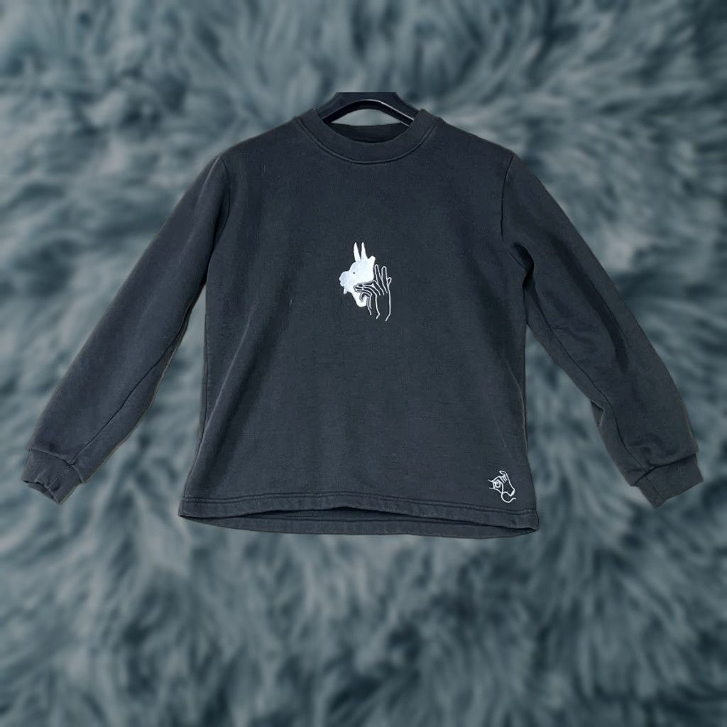 Steady Hands Sweater Black M Men Crew Neck Pullover Embroidered Size Medium