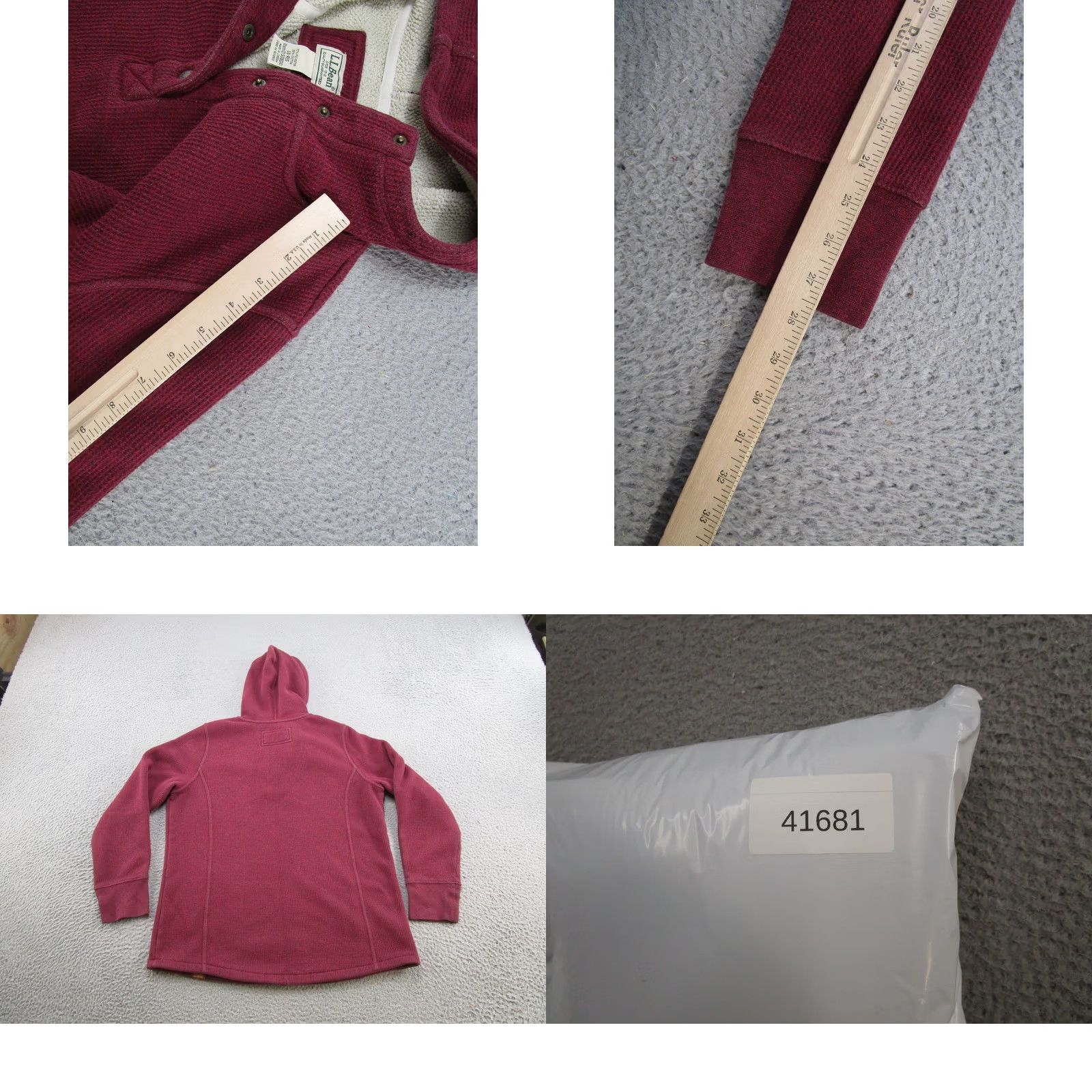 Vintage LL Bean Hoodie Womens Size L Katahdin Iron Works Waffle Fleece Pullover Red Size L / US 10 / IT 46 - 8 Thumbnail