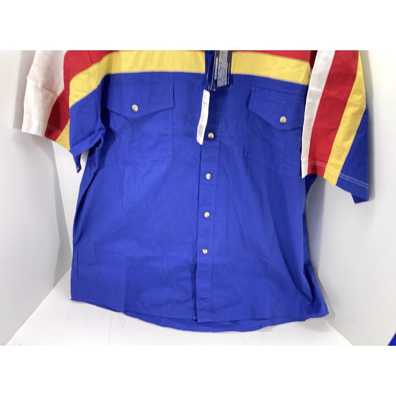 Wrangler VINTAGE Wrangler Bonanza Rodeo Shirt Men XL Stripe Short Sleeve Button Heavy Cotton Western NWT Size US XL / EU 56 / 4 - 3 Thumbnail