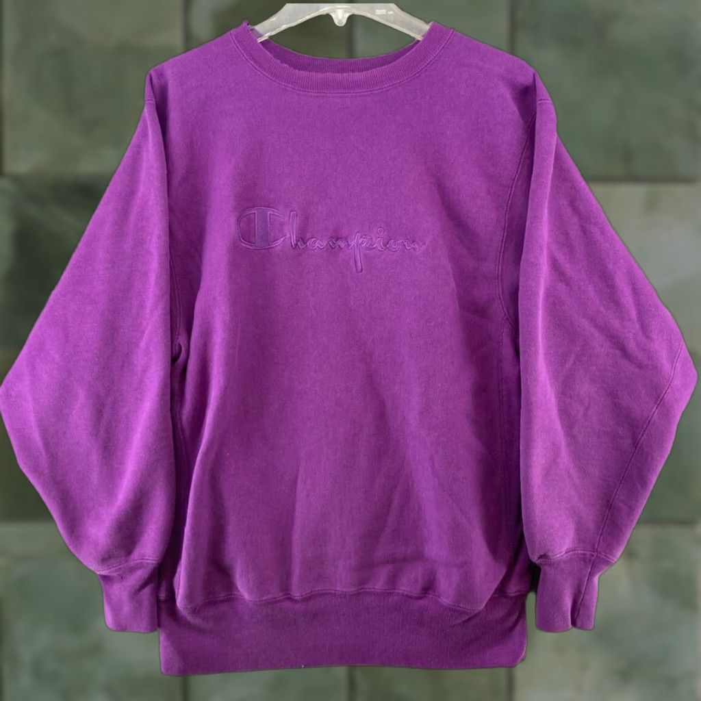 Champion VINTAGE Champion Womens Sweatshirt XL Purple Reverse Weave Embroidered USA MADE Size XL / US 12-14 / IT 48-50 - 1 Thumbnail