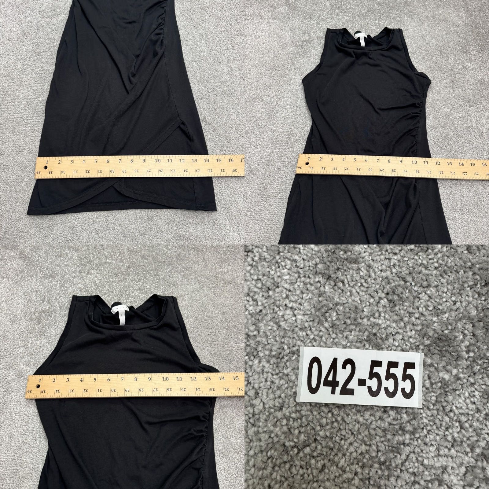 Vintage Leith Bodycon Midi Dress Womens Small Black Sleeveless Stretch Ruched Tulip Hem Casual Workwear Size S / US 4 / IT 40 - 9 Thumbnail