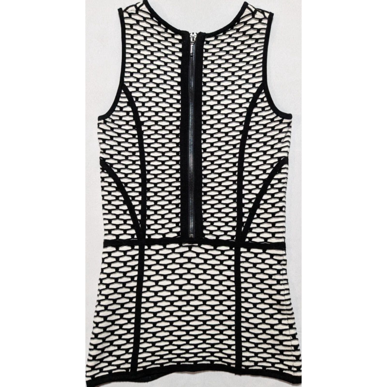 Vintage Intermix Honeycomb Contrast Women P (Petite XS) Black White Sleeveless Top Size XS / US 0-2 / IT 36-38 - 2 Thumbnail