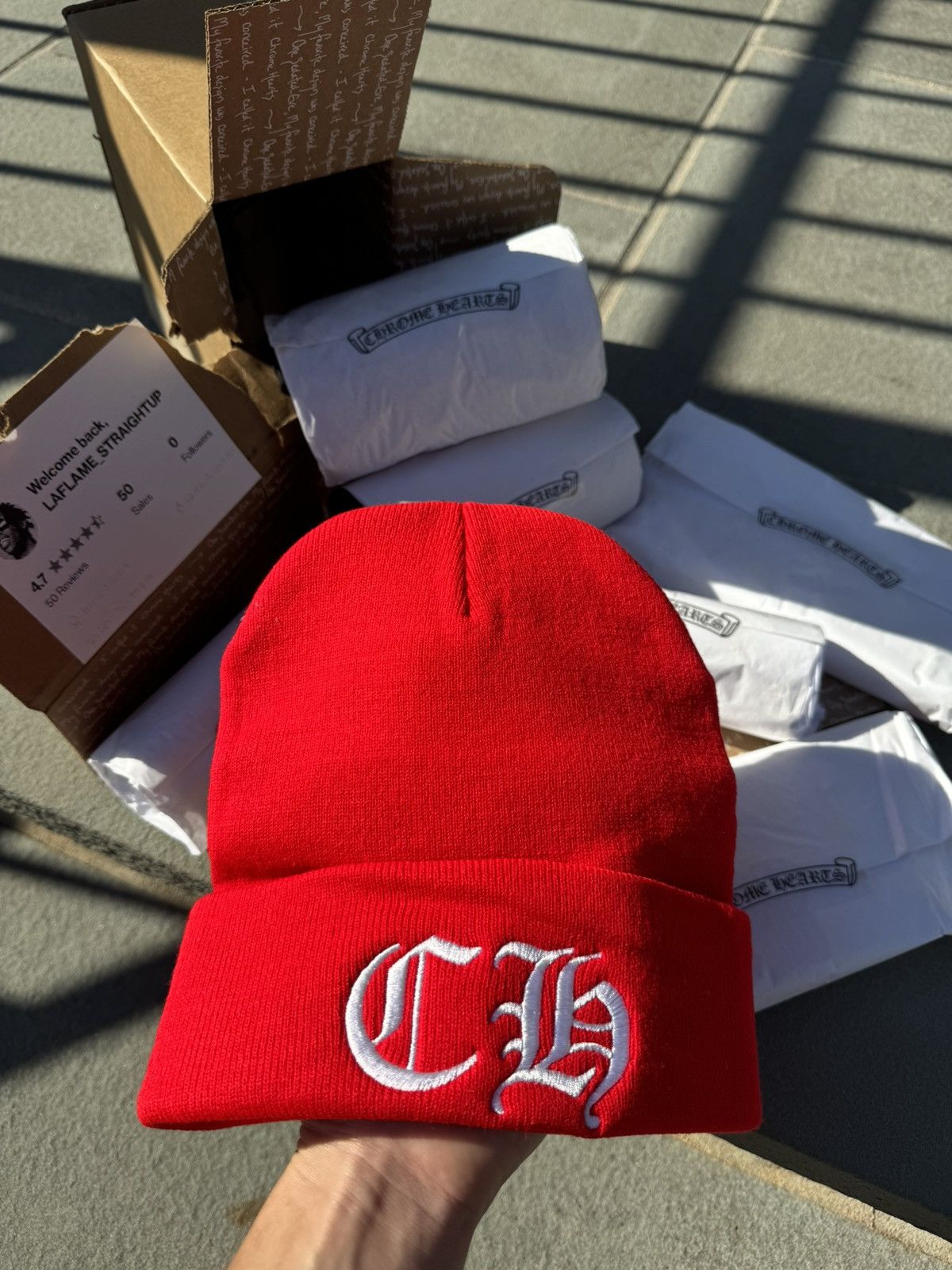 Chrome Hearts Chrome Hearts Red CH Beanie 🔴 Red BN 🔴 Size ONE SIZE - 21 Thumbnail