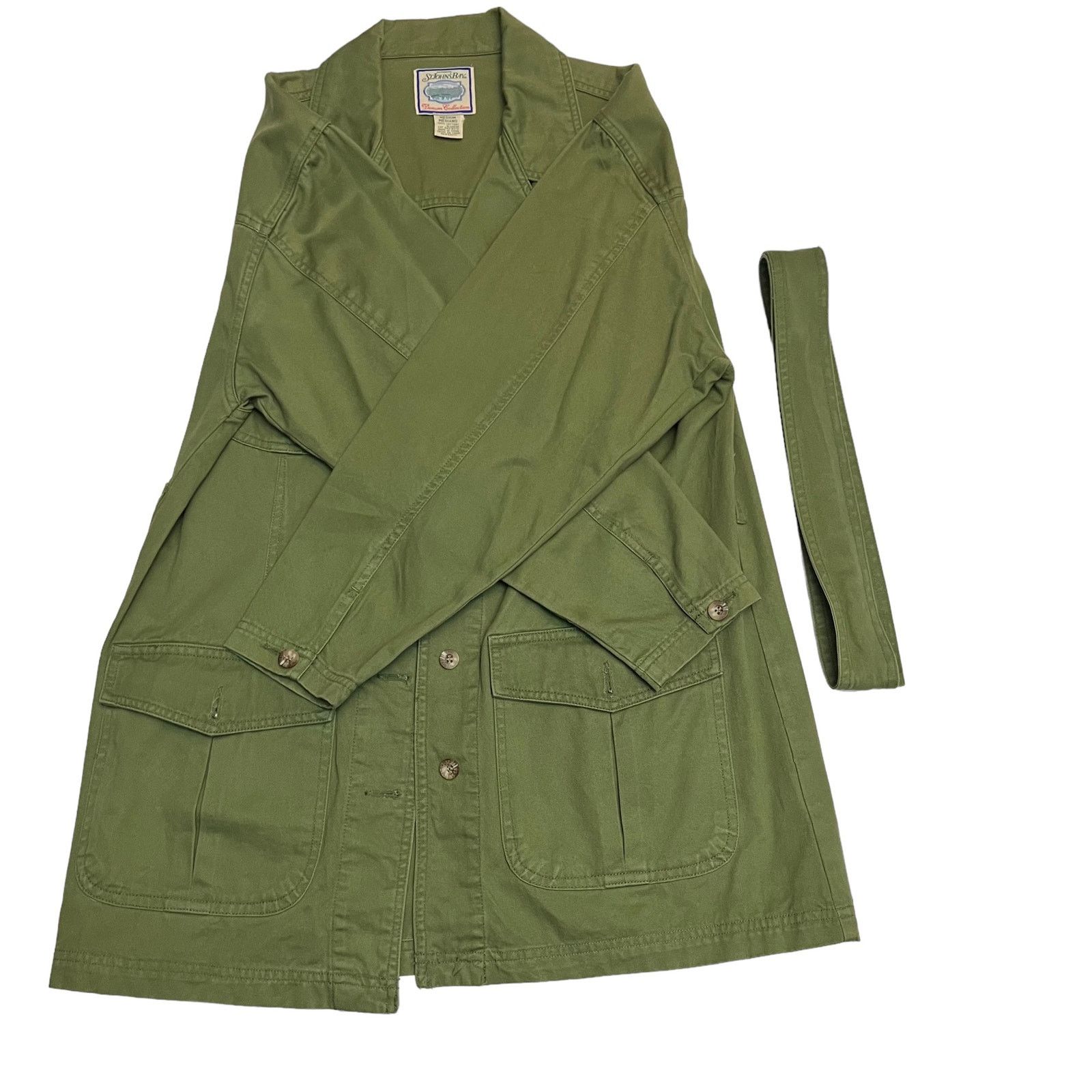 St. Johns Bay Jacket With Belt Long Sleeve Button Down Army Green Jacket Size M / US 6-8 / IT 42-44 - 9 Thumbnail