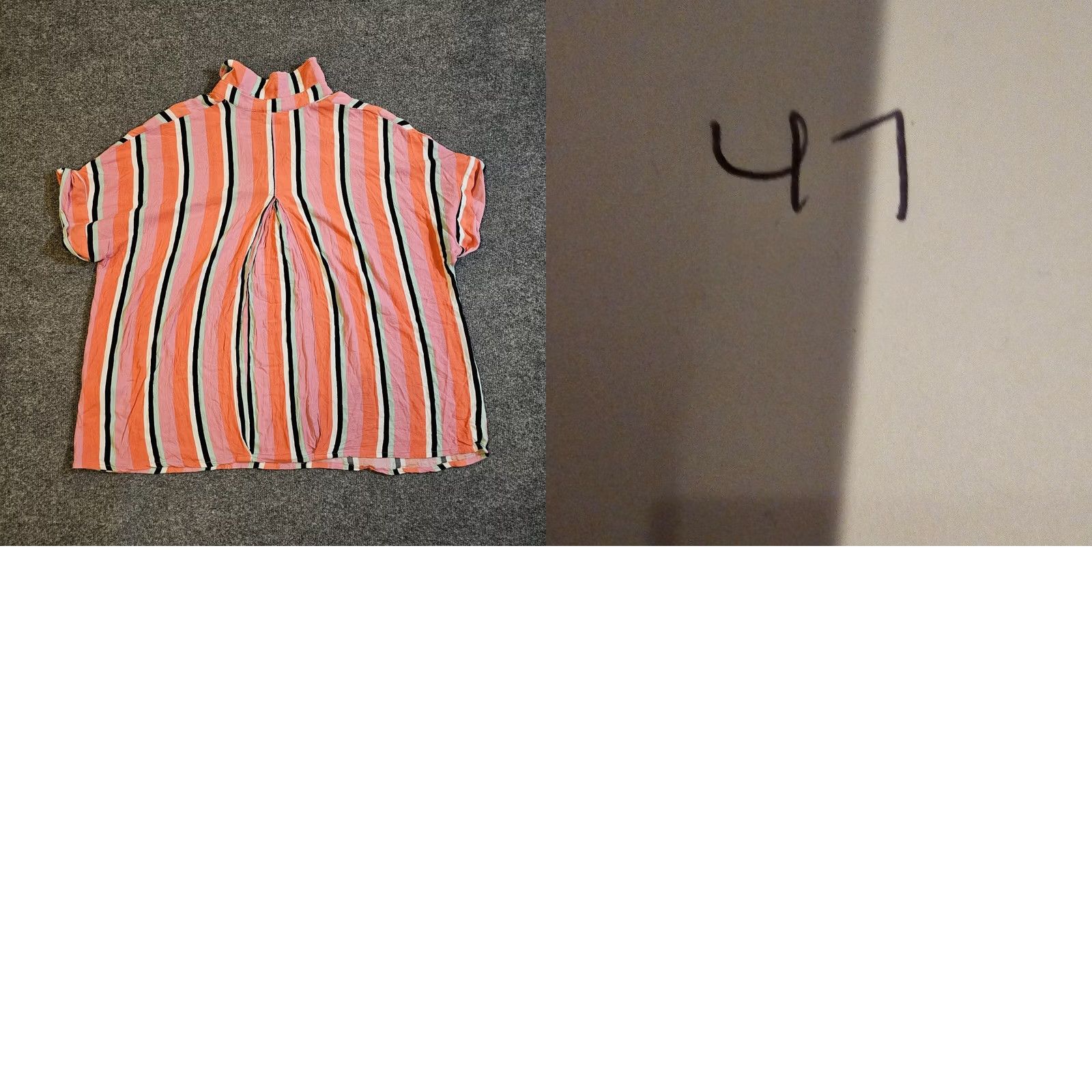Vintage Ulla Popken Top Women 18 Orange Striped Crepe Texture Short Sleeve Blouse Shirt V-Neck Casual Knit Polyester Plus Size Ladies Womens Size XXL / US 16-18 / IT 52-54 - 8 Thumbnail