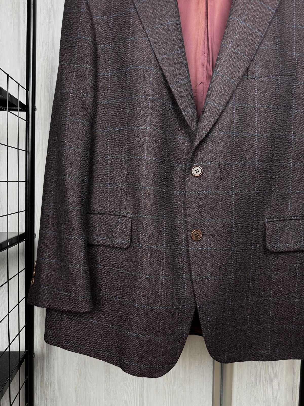 Magee Magee Burgundy Brown Men’s 2 button checkered blazer 44S Size 44S - 4 Thumbnail