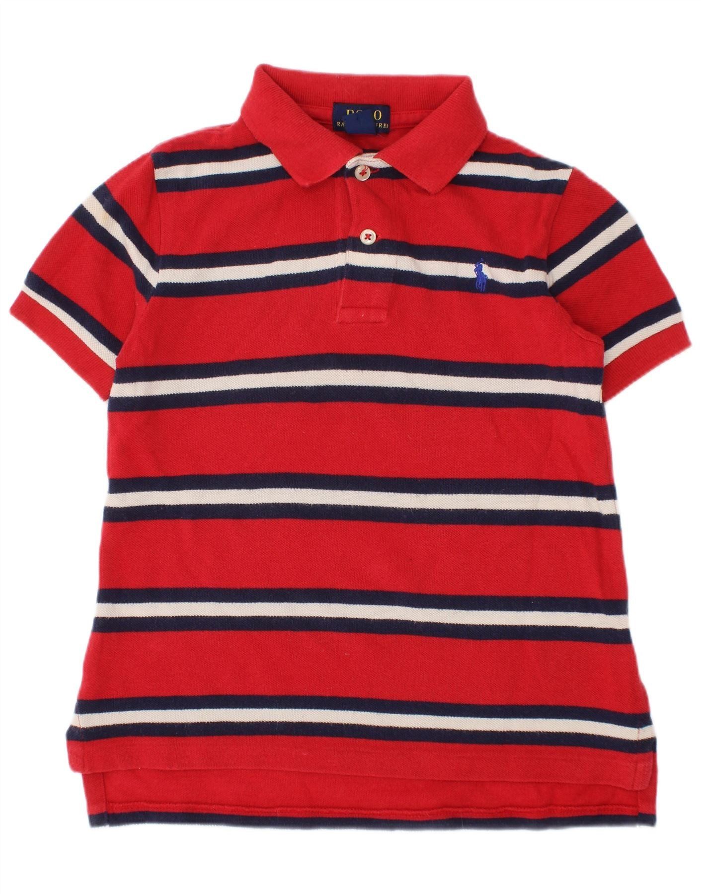 Polo Ralph Lauren Boys Polo Shirt 4-5 Years Red Striped Cotton Size XS / US 0-2 / IT 36-38 - 1 Thumbnail