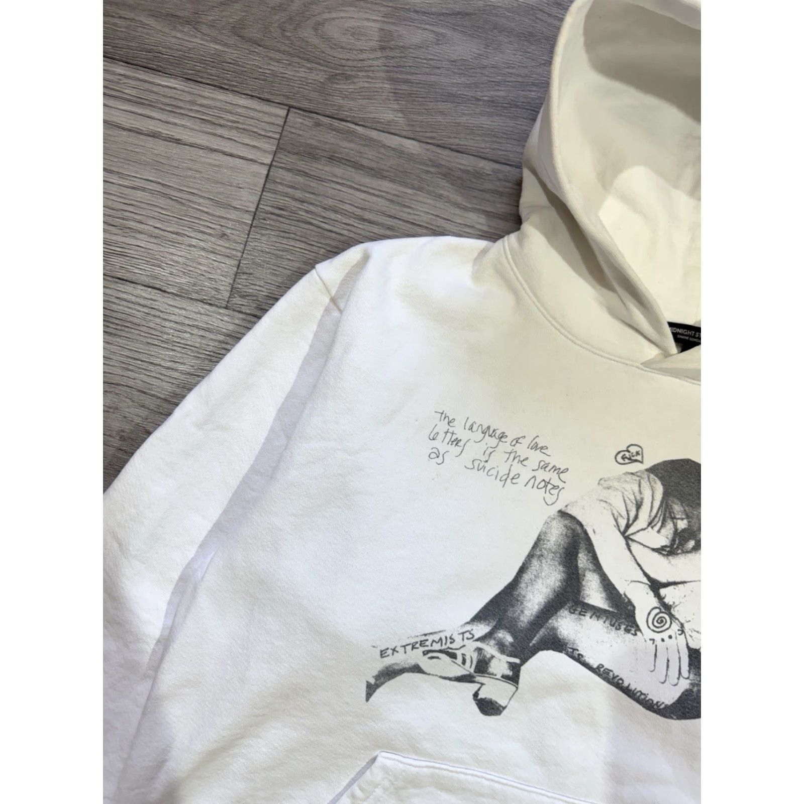 Midnight Studios Midnight Studios x Courtney Love SHANE GONZALES White Hoodie M (Size 2) Mens Pullover Modern Streetwear White Hoodie Size US M / EU 48-50 / 2 - 6 Thumbnail