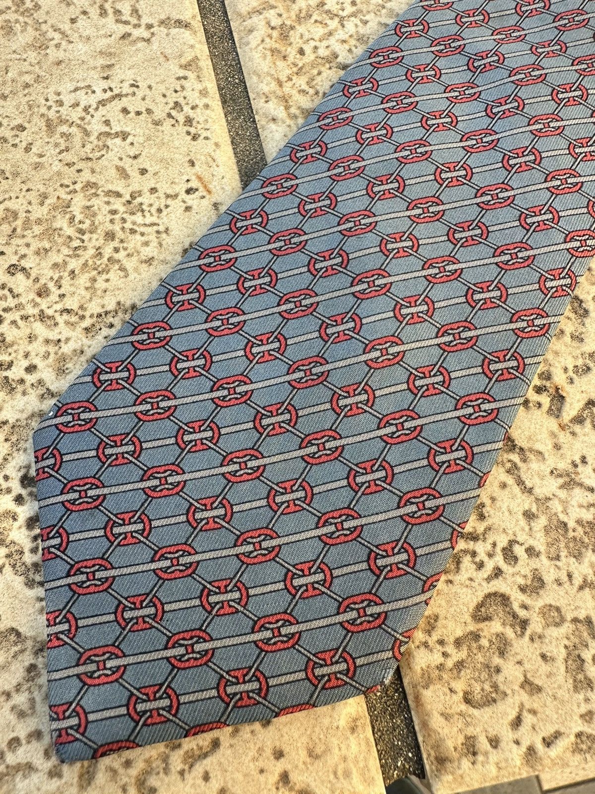 Hermes Hermès Silk Blue Tie Size ONE SIZE - 8 Thumbnail