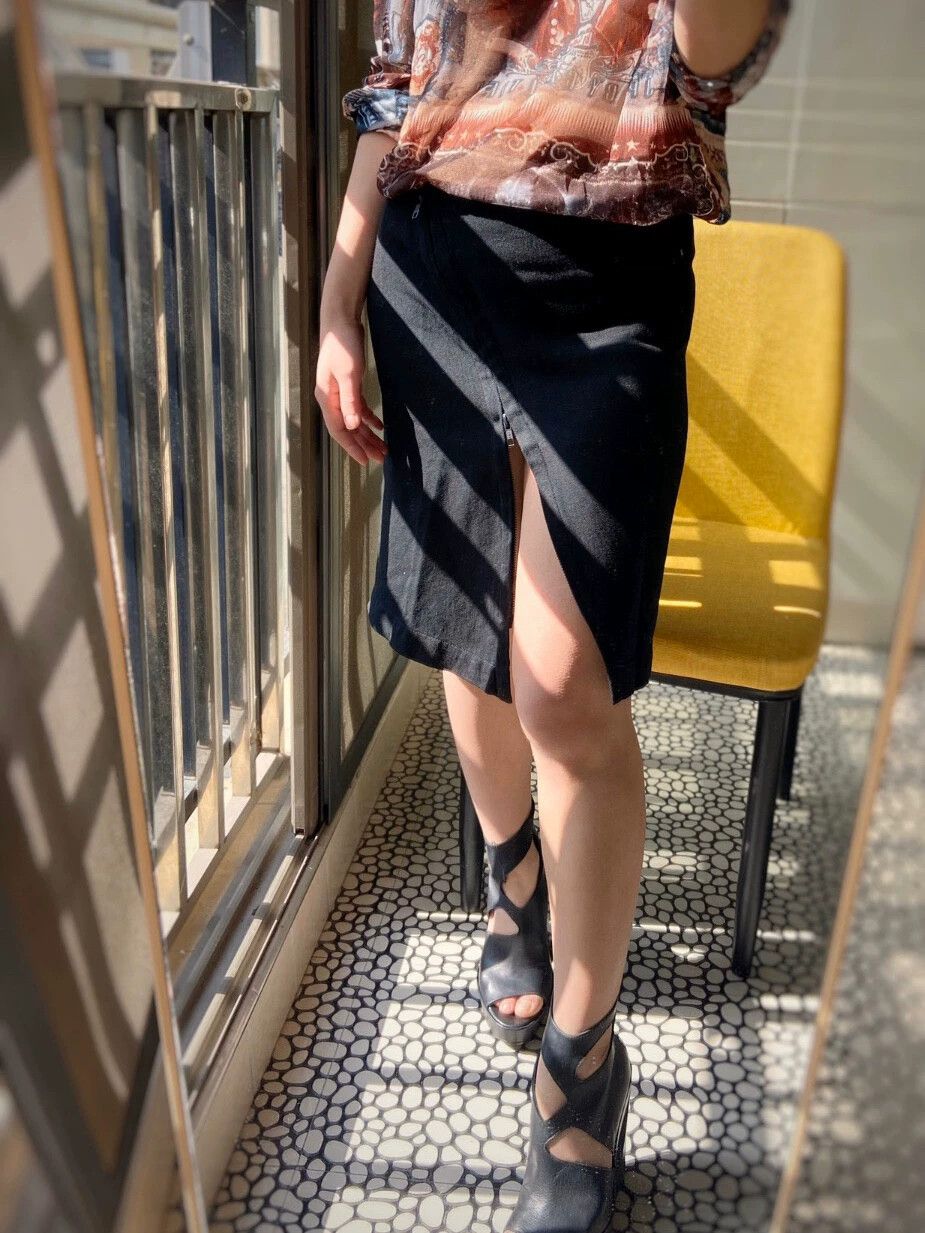 Ann Demeulemeester ADM Wool Skirt 95New EU36 Black Rare Adjustable Slit Zip Size 25" / US 0 / IT 36 - 1 Thumbnail