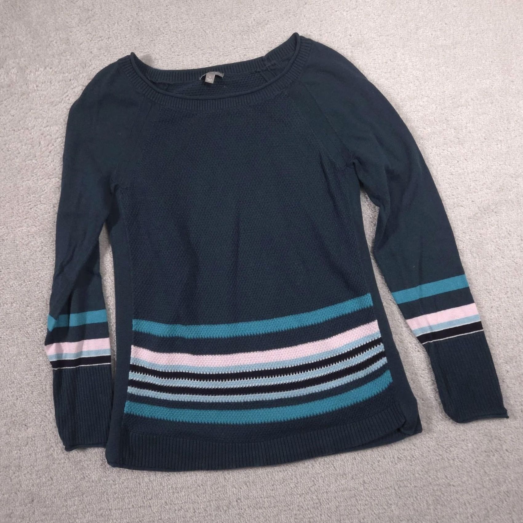 Talbots Talbots Sweater Womens Small Blue Striped Boat Neck Long Sleeve Pullover Knit Size S / US 4 / IT 40 - 3 Thumbnail