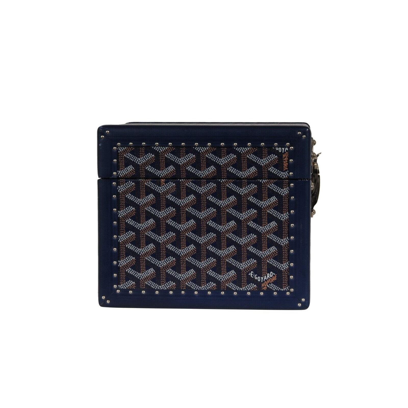 Goyard Trunk Case Navy Blue Jewelry Cuff Links Watch Box -02285 Size ONE SIZE - 5 Thumbnail