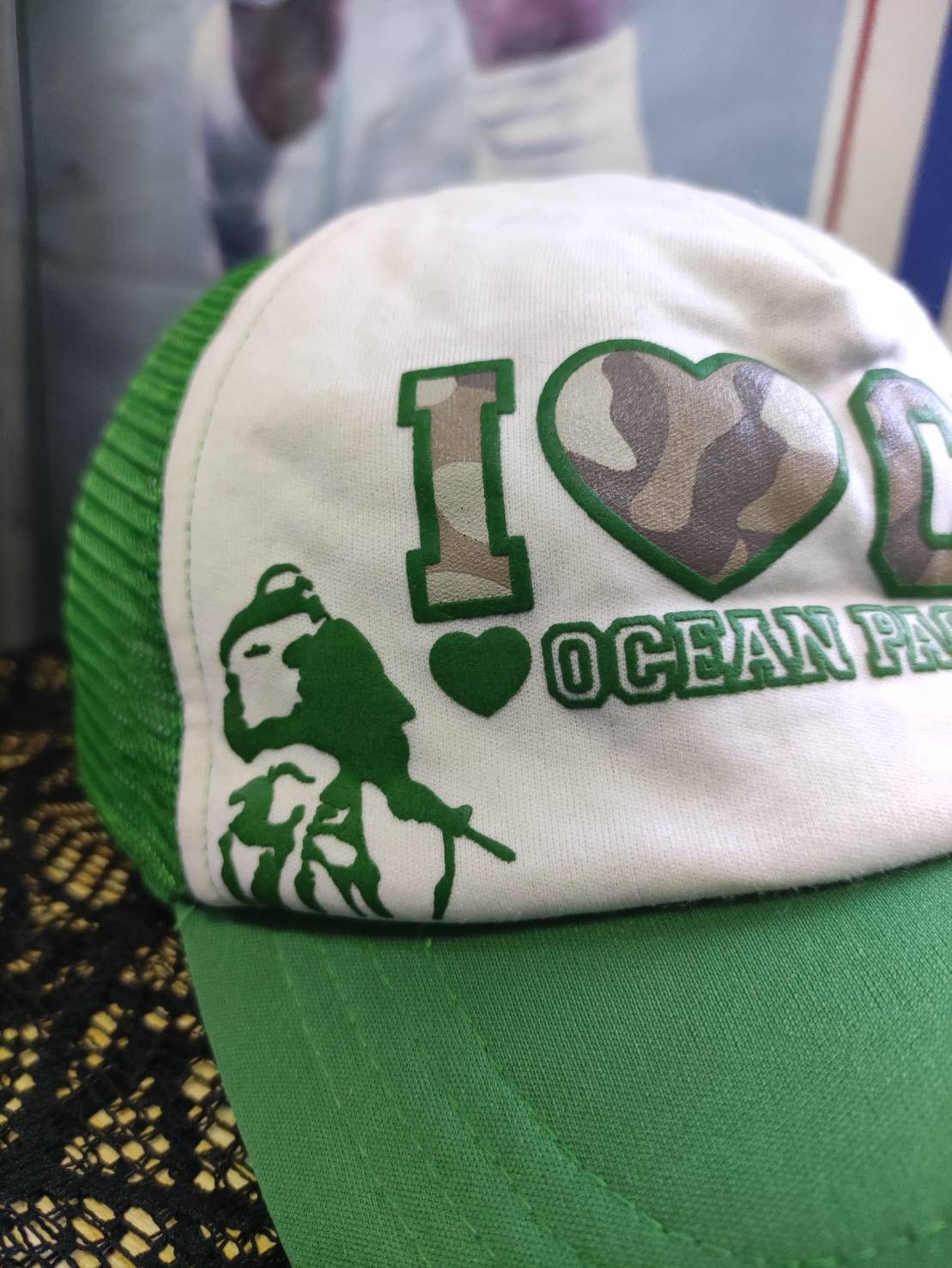 Ocean Pacific Vtg 00's Ocean Pacific " I LOVE CA " Camo Font Trucker Cap Size ONE SIZE - 2 Thumbnail