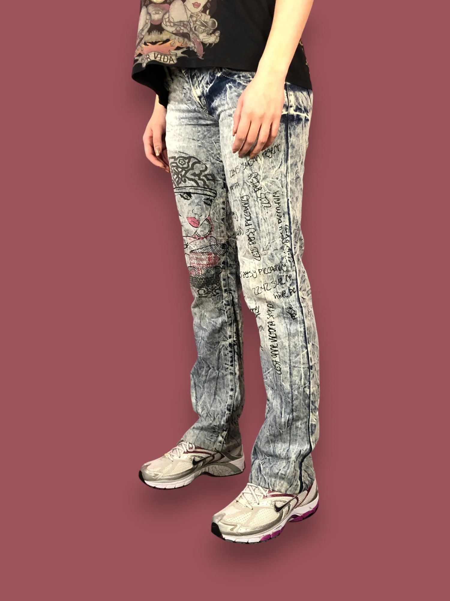 Roberto Cavalli Y2K Roberto Cavalli Vintage Women's Painted Jeans - 28 Size 27" / US 4 / IT 40 - 1 Thumbnail
