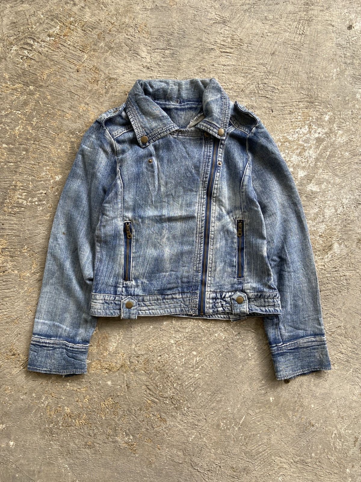 If Six Was Nine 2000s HCMII - Vkei Style Mud Wash Riders Jacket Size M / US 6-8 / IT 42-44 - 1 Thumbnail