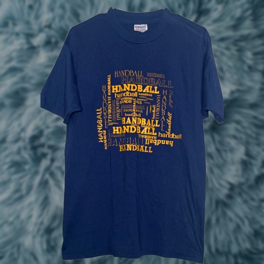 Hanes VINTAGE Hanes Handball T-Shirt Adult XL Navy Blue USA Spellout Graphic Size US XL / EU 56 / 4 - 1 Thumbnail