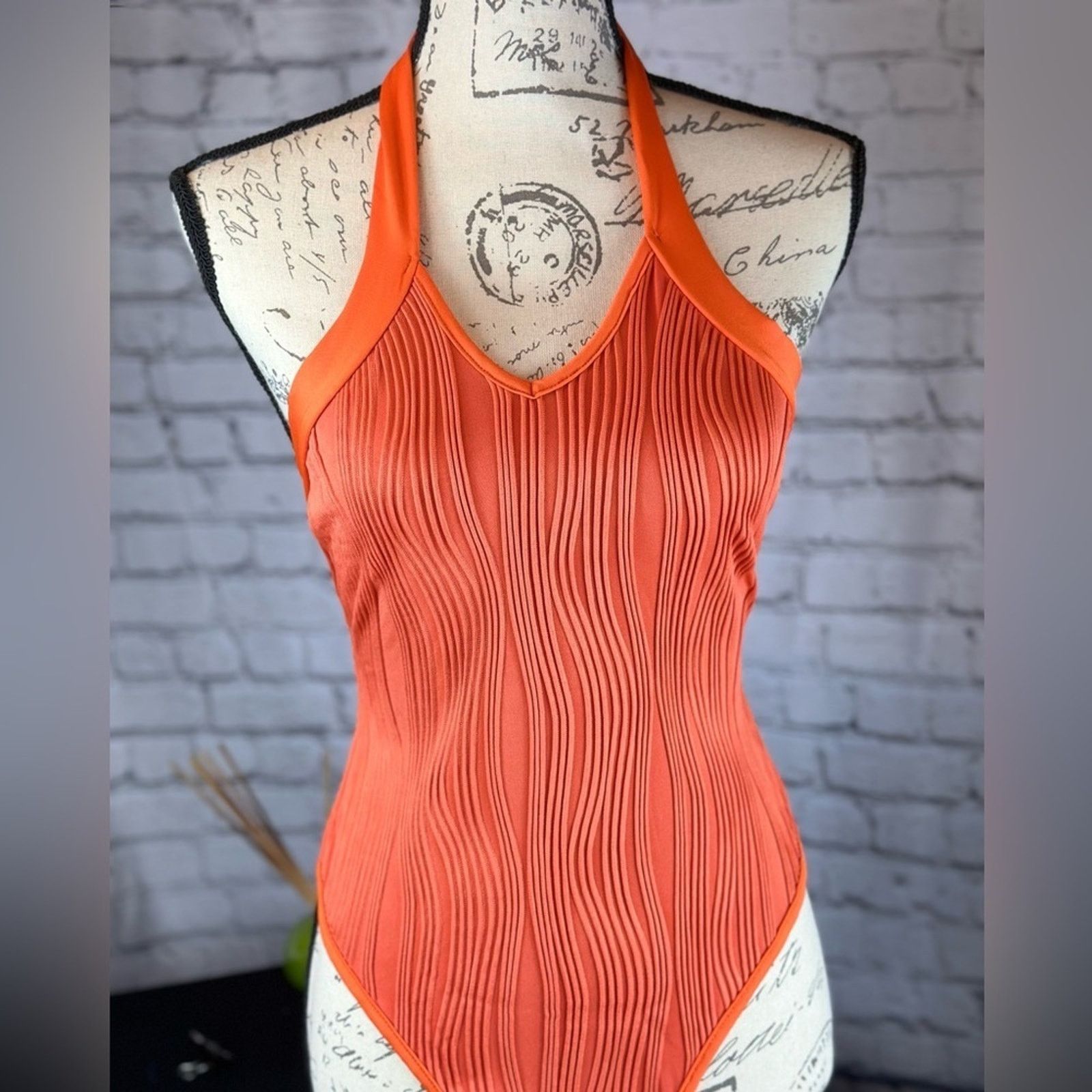 Other Crisscross Tie Backless Halter Bodysuit - Orange - 8/10 Size L / US 10 / IT 46 - 12 Thumbnail