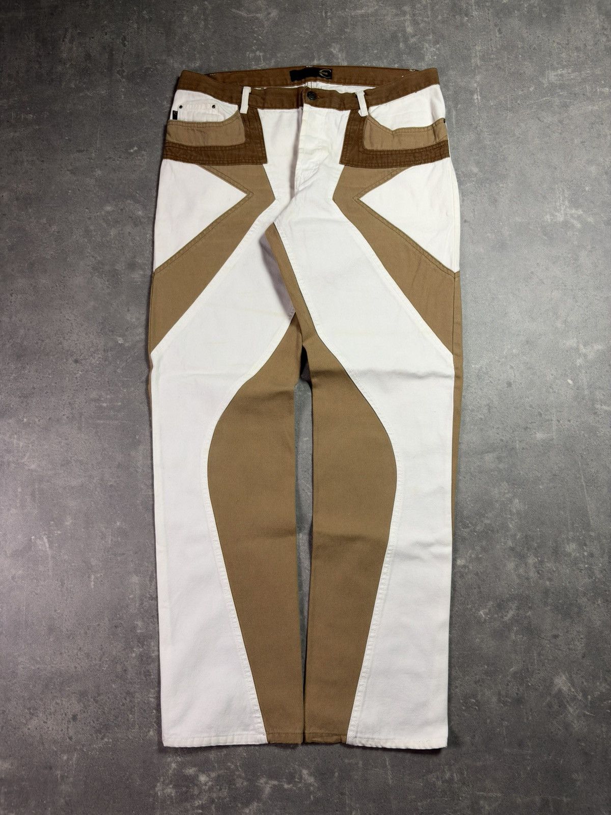 Just Cavalli 00s Just Cavalli Geometry Panels Straight Denim Jeans 38 Size US 38 / EU 54 - 1 Thumbnail
