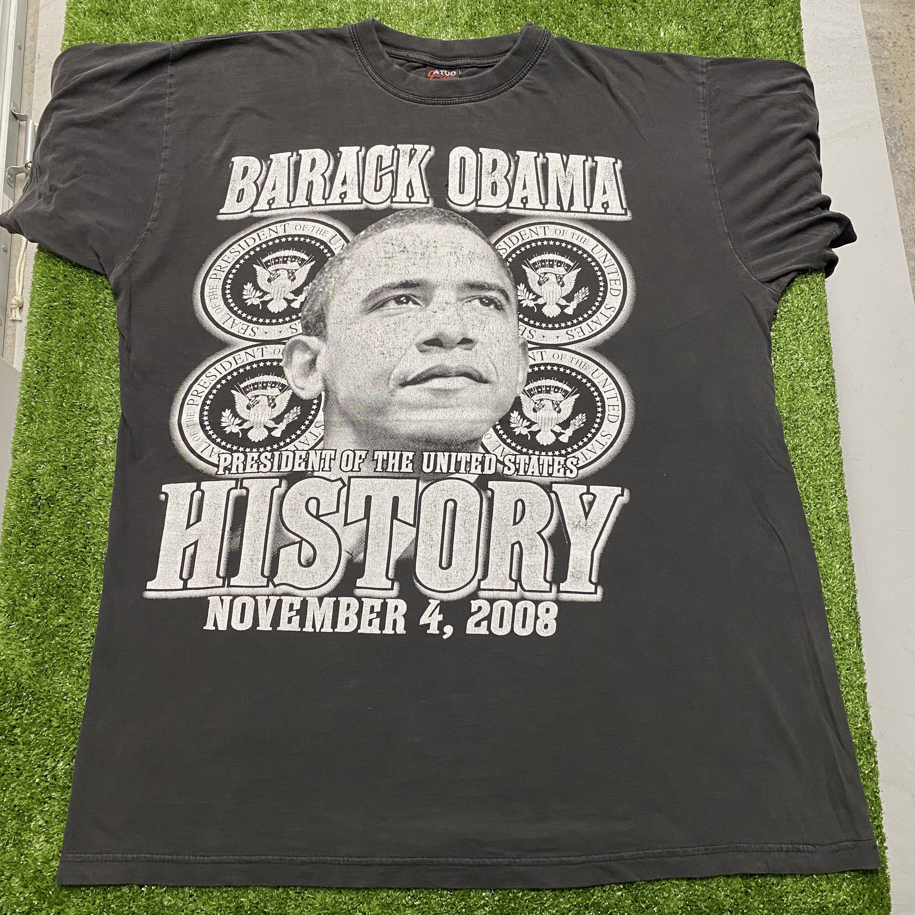 Vintage 2008 PRESIDENT BARACK OBAMA HISTORY TEE Size US XXL / EU 58 / 5 - 6 Thumbnail