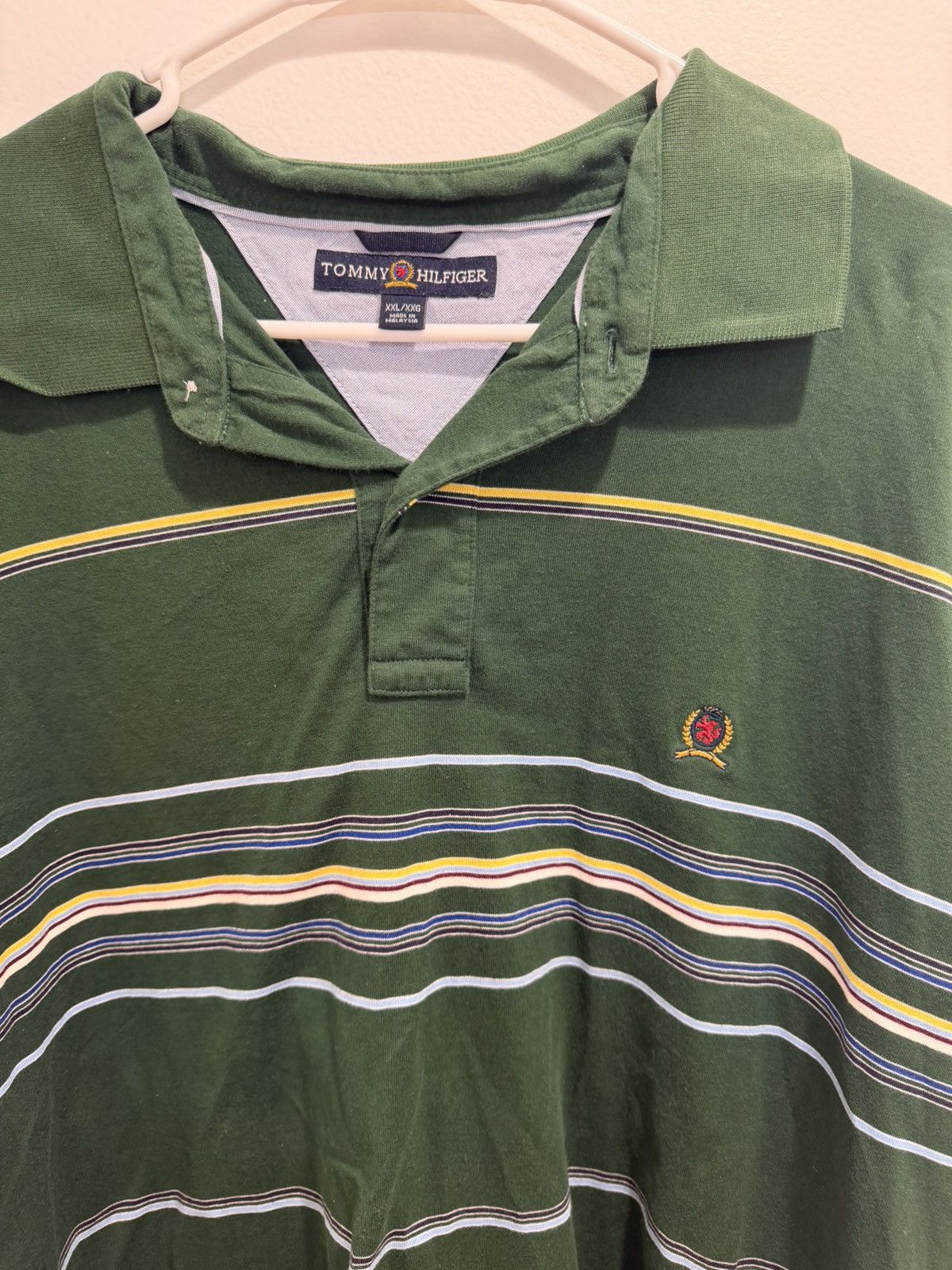 Tommy Hilfiger 90s Tommy Hilfiger "Crest Logo" Striped Polo Size US XL / EU 56 / 4 - 2 Thumbnail