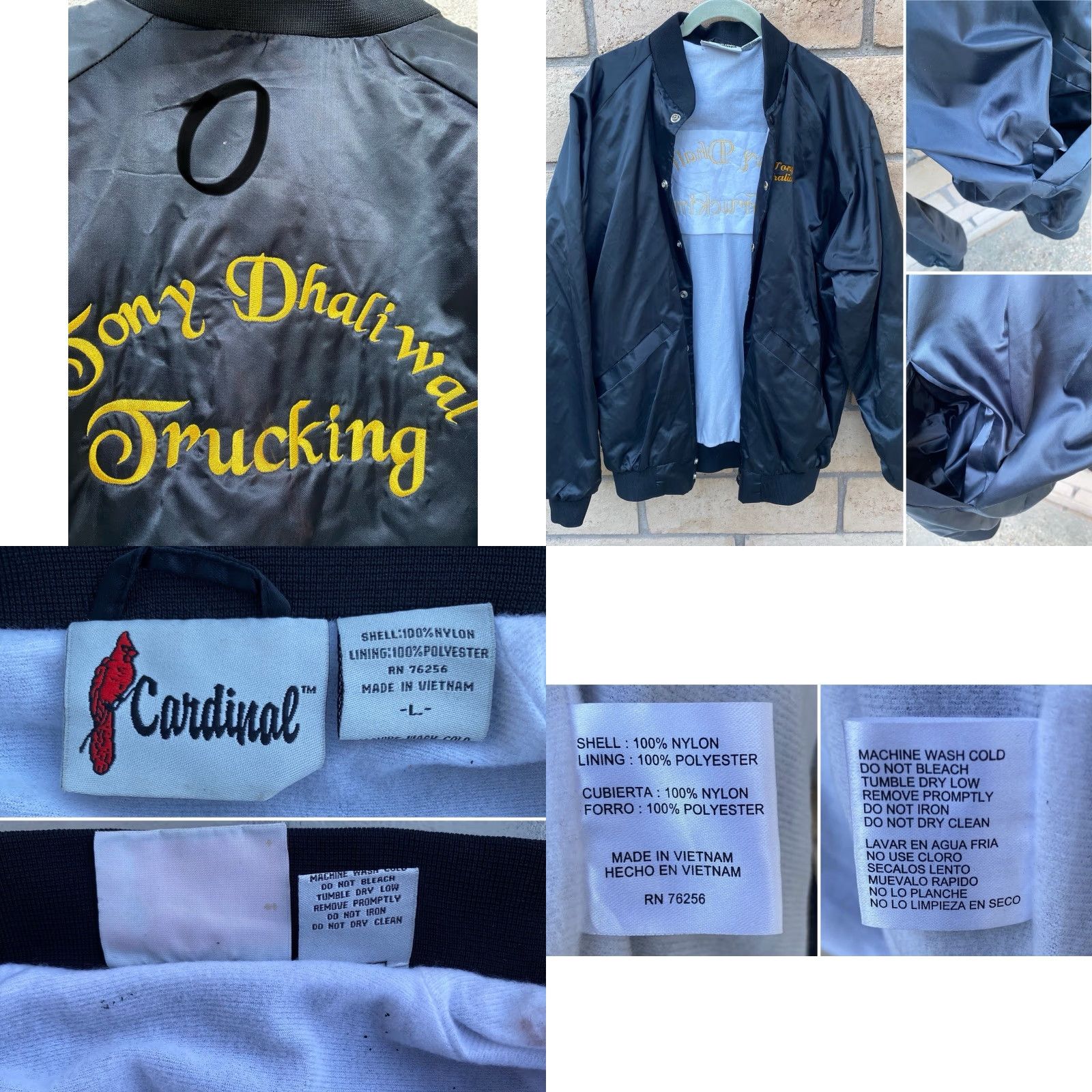 Vintage VINTAGE Cardinal Black Satin Bomber Jacket Tony Dhaliwal Trucking Size L Trucker Jacket Size US L / EU 52-54 / 3 - 9 Thumbnail