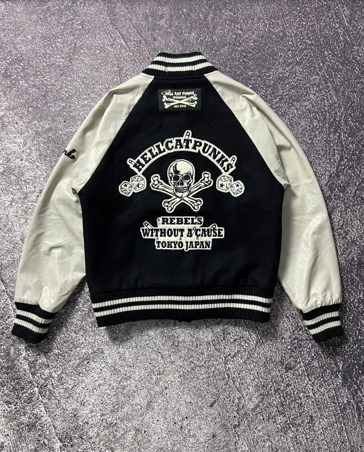 Japanese Brand Hell cat punk leather wool varsity jacket Size US S / EU 44-46 / 1 - 10 Thumbnail