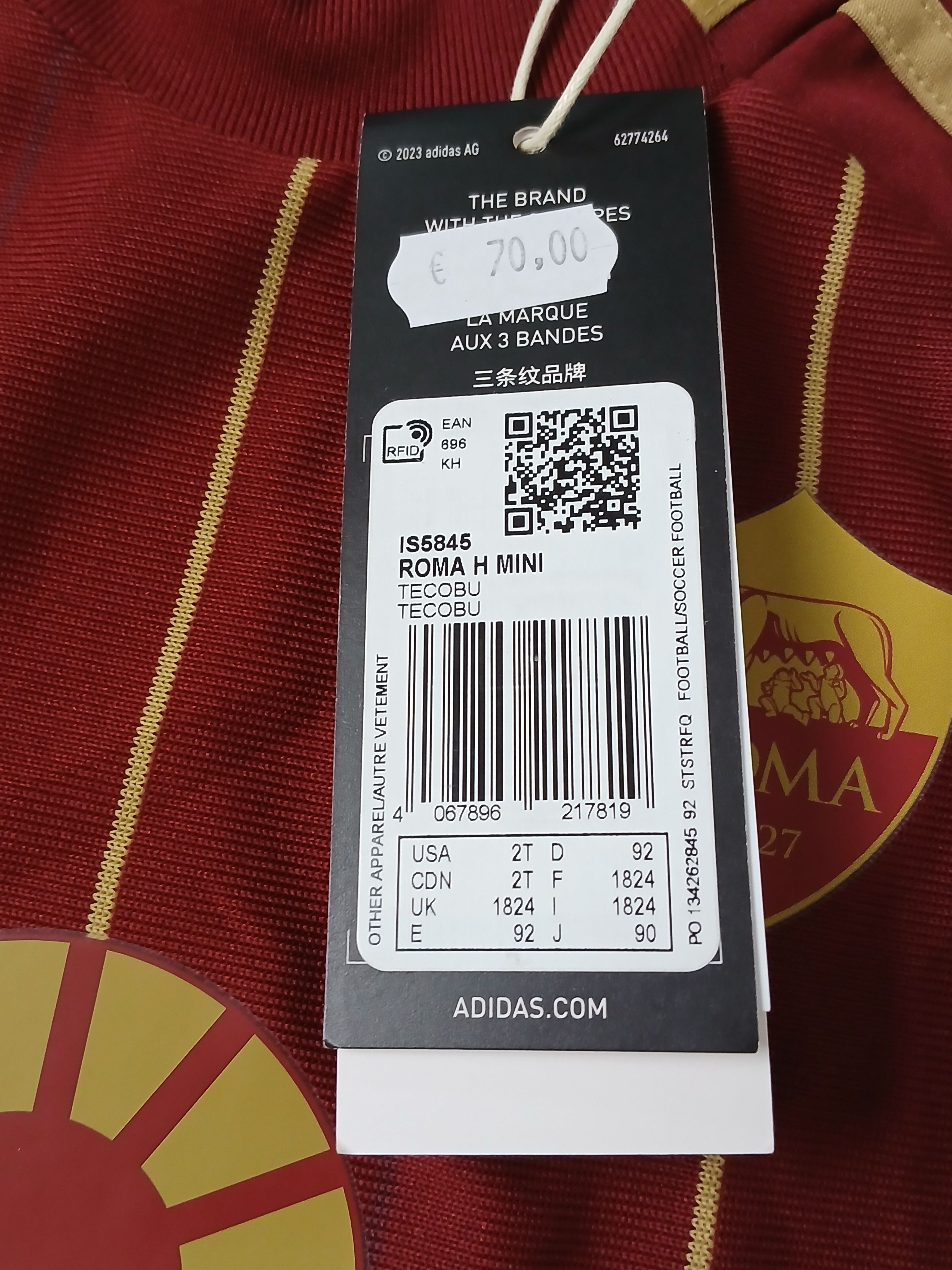 Adidas New KIDS AS Roma 24/25 Home Football Kit Size US XXS / EU 40 - 9 Thumbnail