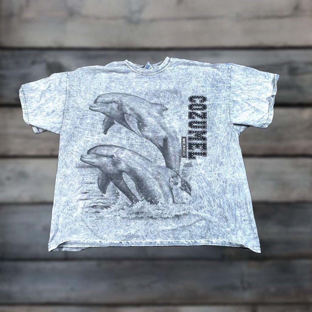 Nautica VINTAGE Cozumel Mexico Dolphin Print T-Shirt Adult 2XL Gray Tie Dye Nautical Retro Mens Size US XXL / EU 58 / 5 - 1 Thumbnail