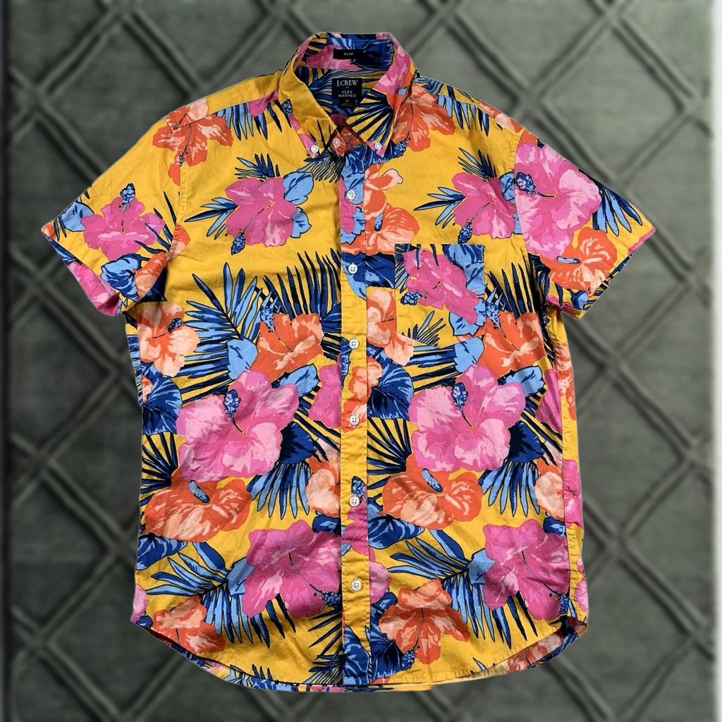 J.Crew J.CREW Shirt Mens M Floral Hawaiian Button-Down Poplin Resort Beach Aloha Size US M / EU 48-50 / 2 - 1 Thumbnail