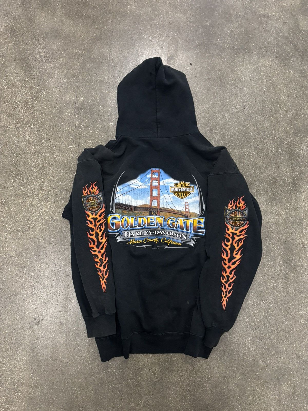 Harley Davidson 90s Vintage Harley Davidson Fire Sleeve Zip Up Hoodie Size US L / EU 52-54 / 3 - 6 Thumbnail