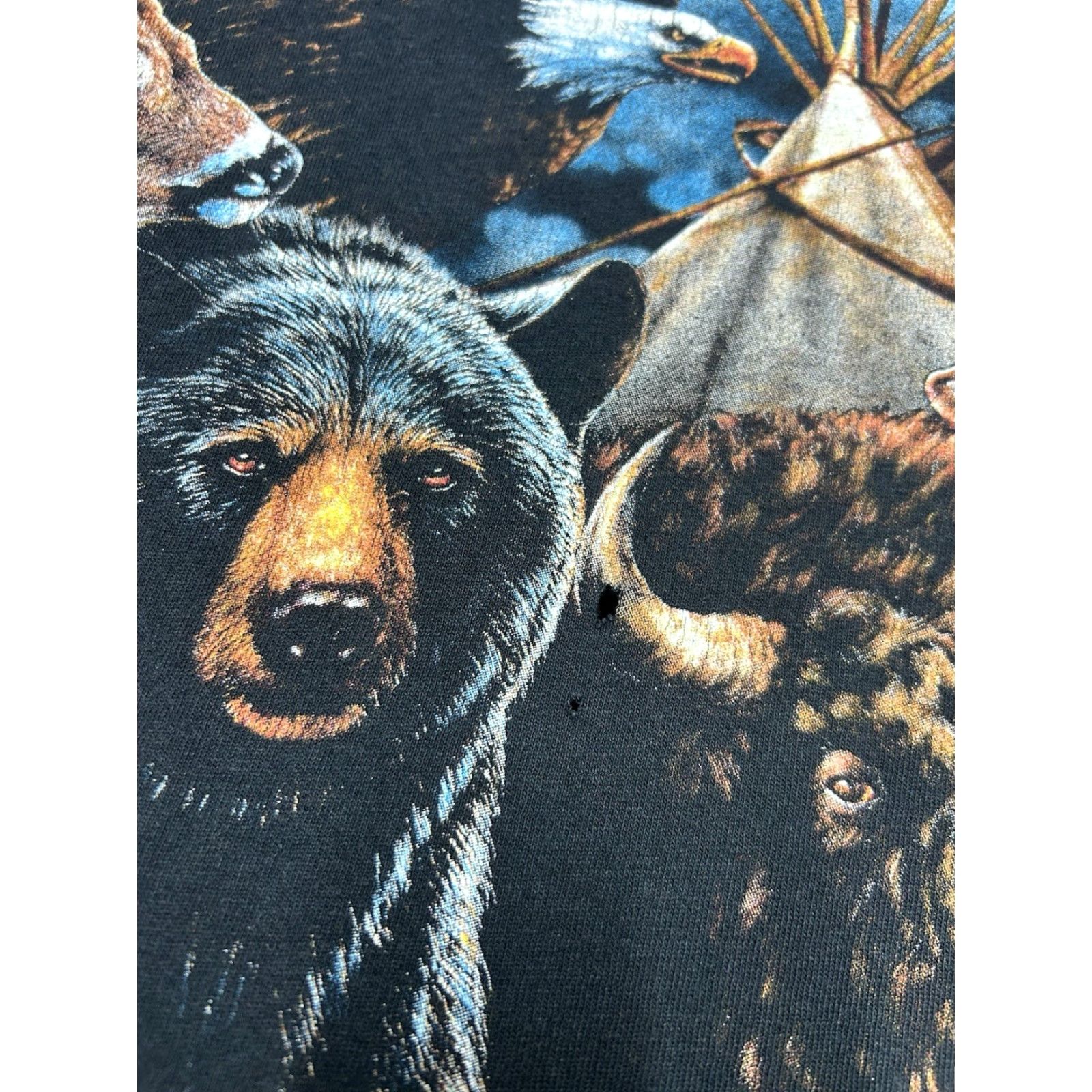Vintage VINTAGE Animal Nature T-Shirt Mens Large Black Deer Eagle Bear Wolf Native Tee Size US L / EU 52-54 / 3 - 3 Thumbnail