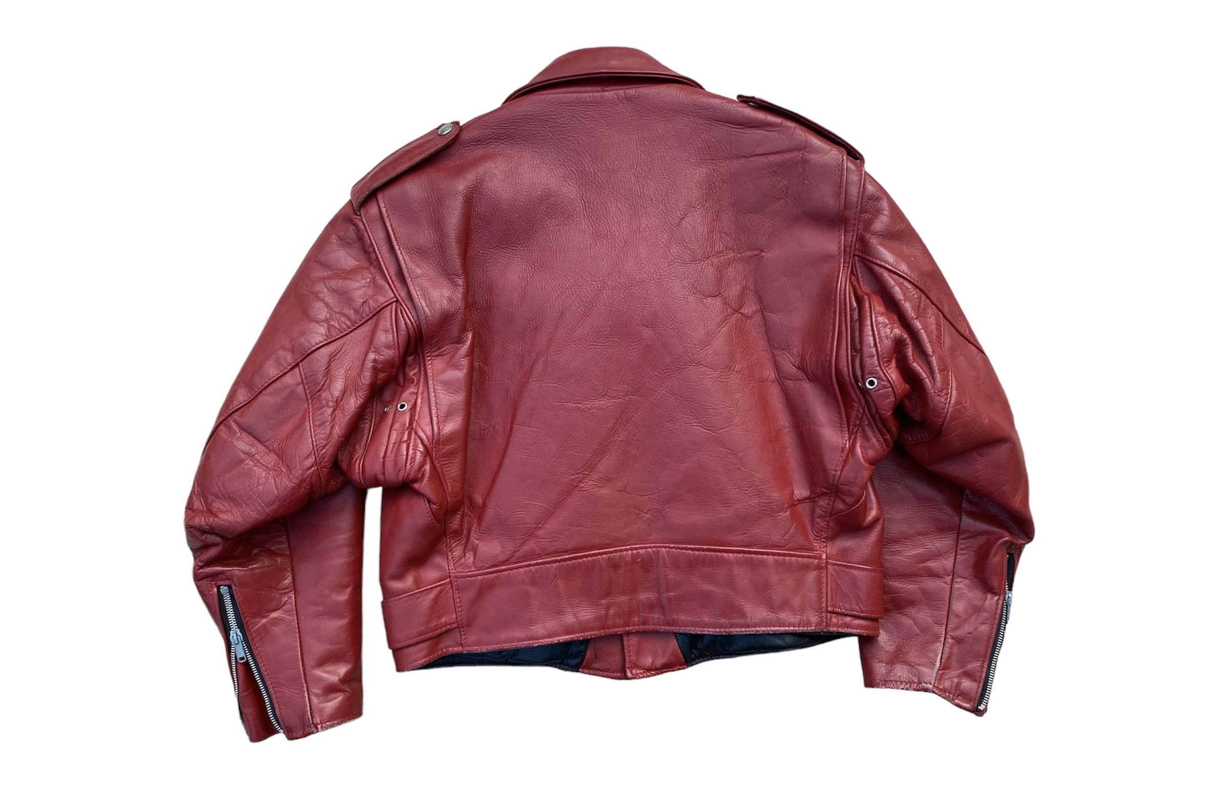 Schott Cropped Oversize Red Schott Perfecto Vintage Biker Jacket Size XL / US 12-14 / IT 48-50 - 10 Thumbnail