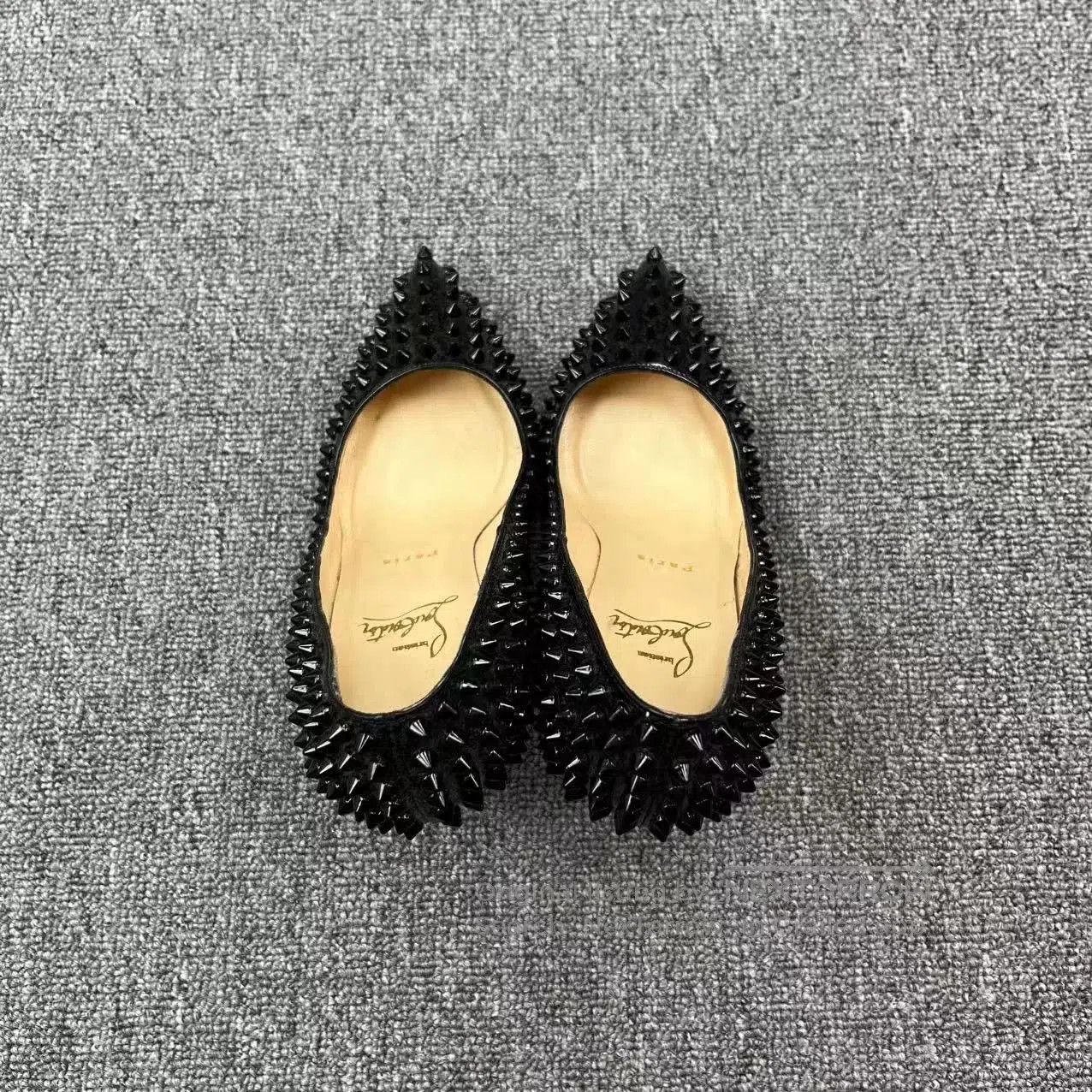 Christian Louboutin Christian Louboutin Black Rivet Red Sole Heels. Size US 5.5 / IT 35.5 - 3 Thumbnail