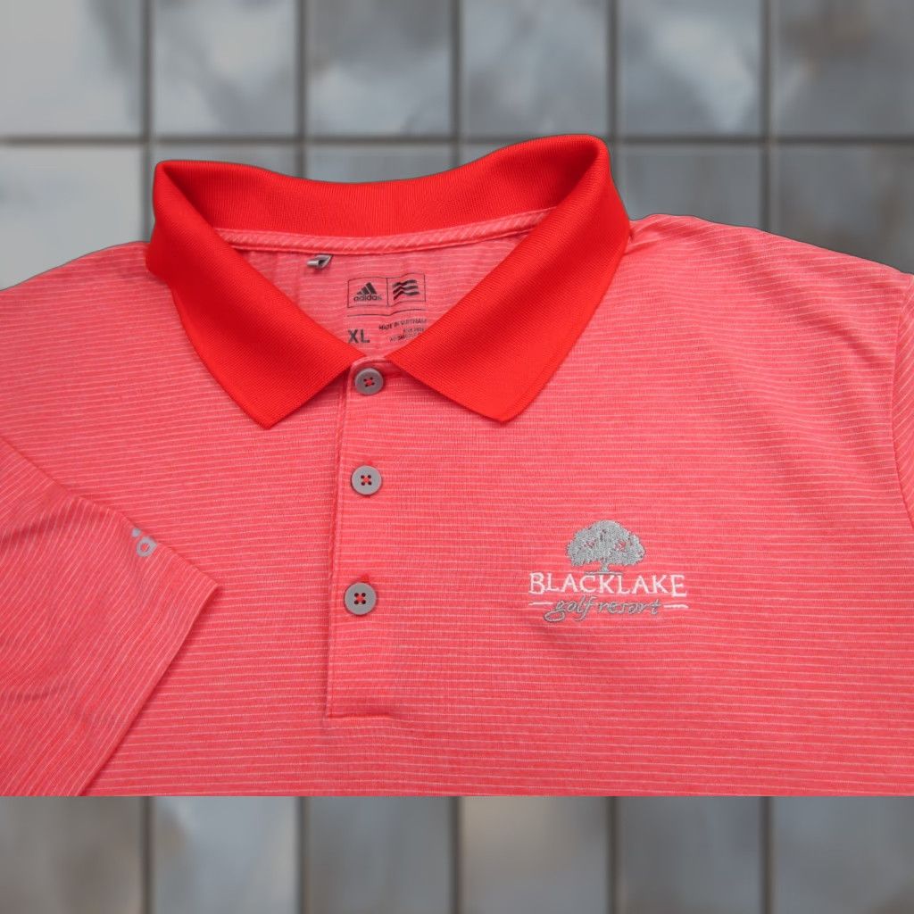 Adidas Adidas Polo Shirt Men XL Red Black Red Orange Striped Golf Resort Course Polo Shirt Adidas Golf Size US XL / EU 56 / 4 - 1 Thumbnail