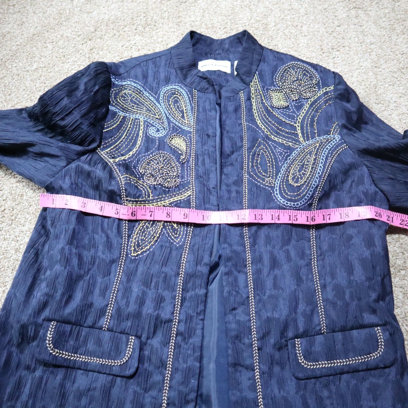 Vintage Alfred Dunner Blue Cover-Up Jacket Top Women Size 12 Jacket Shirt Top Open Blouse Long Sleeve Modern Dressy/Professional Women 12 Blue Size XL / US 12-14 / IT 48-50 - 6 Thumbnail