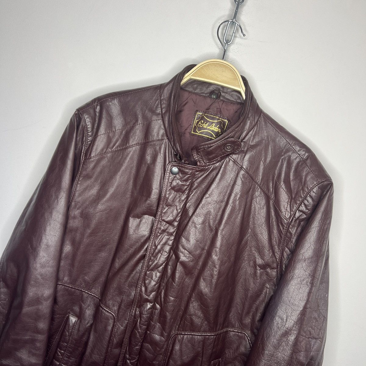 Leather × Vintage Vintage Cherry Leather Motor Biker Jacket Trucker Genuine Size US L / EU 52-54 / 3 - 4 Thumbnail