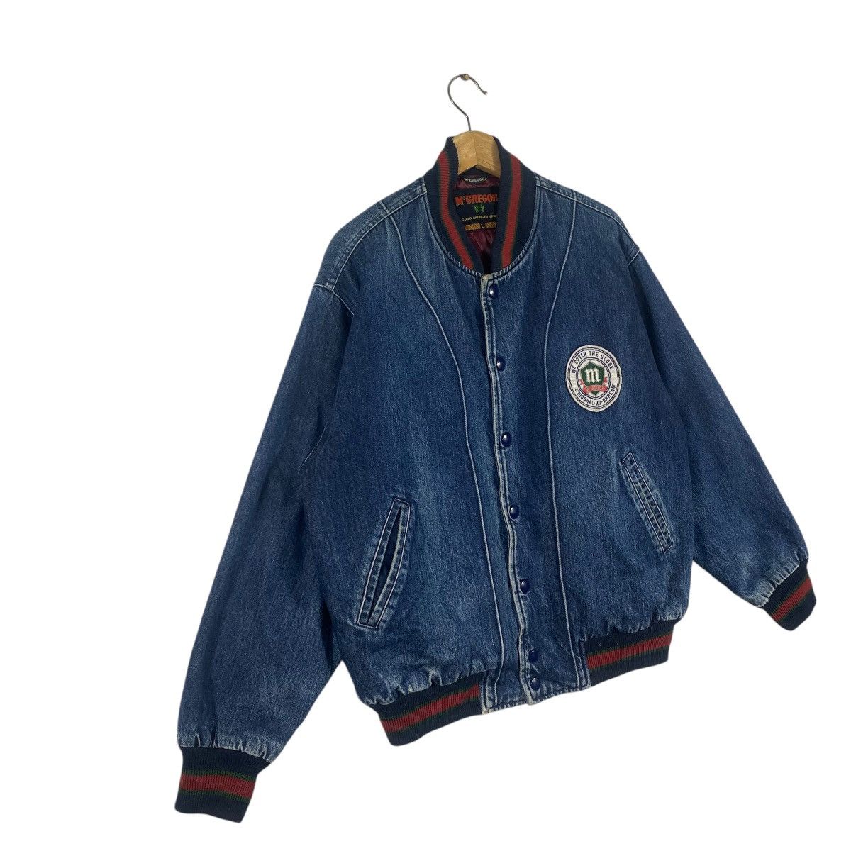 McGregor × Vintage Vintage 90s McGregor Denim Bomber Snap Button Jacket L Size Size US L / EU 52-54 / 3 - 3 Thumbnail