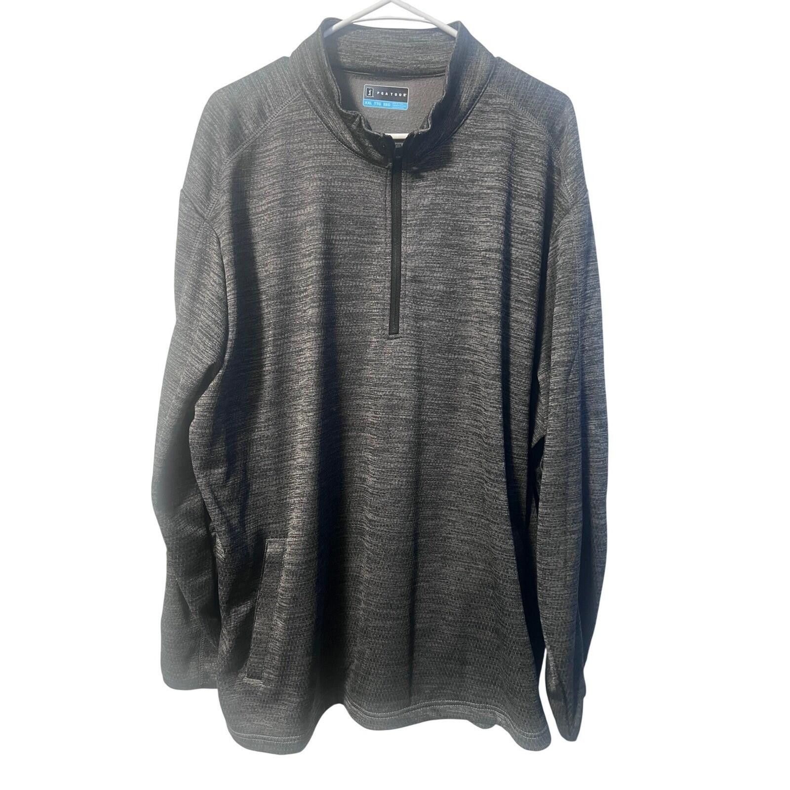 PGA Tour PGA Tour 1/4 Zip Pullover Mens XXL Gray Textured Fleece Size ONE SIZE - 1 Thumbnail