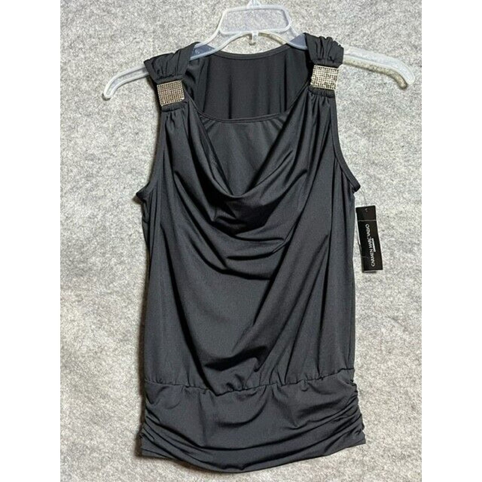 Other Carmen Marc Valvo Tankini Top Womens S Drape Buckle Black Size S / US 4 / IT 40 - 1 Thumbnail
