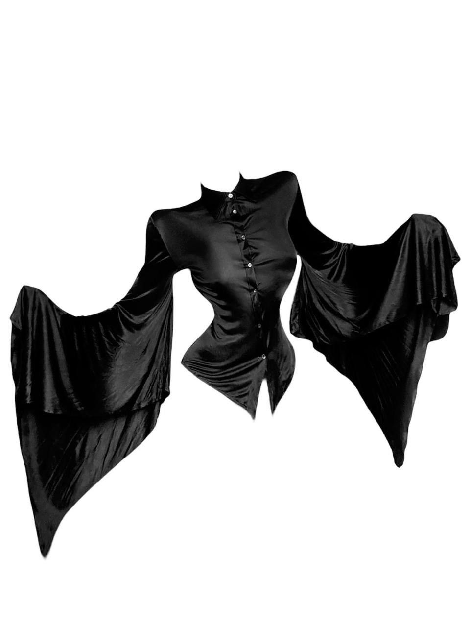 Gucci Gucci by Tom Ford 2003 Satin Dramatic-Sleeve Shirt Size S / US 4 / IT 40 - 2 Thumbnail