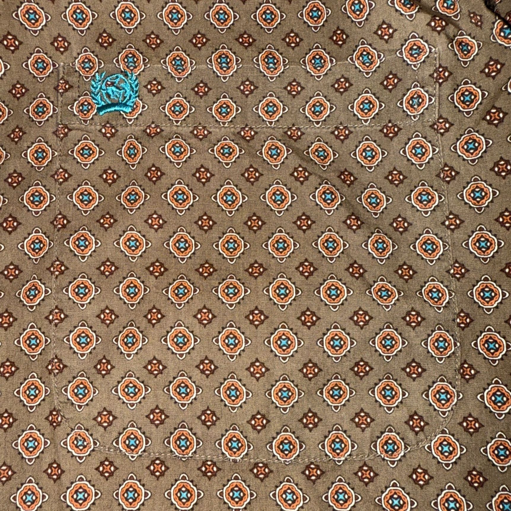 Altea Cinch Men's Medium Western Shirt Button Front Brown Teal Geometric Long Sleeve Shirt Men Size US M / EU 48-50 / 2 - 5 Thumbnail