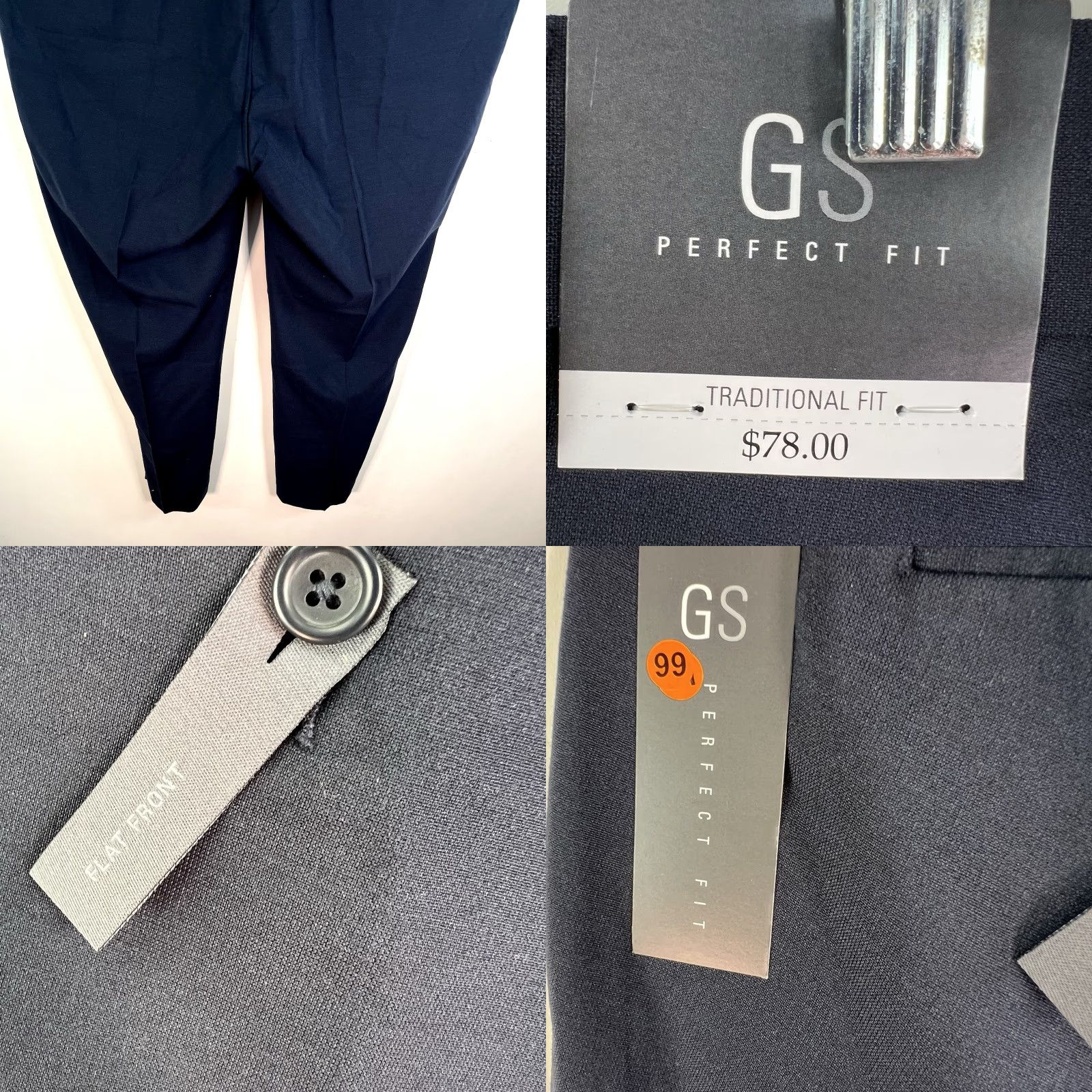 Vintage GS Perfect Fit Wool Blend Pant Mens Size 52 X32 Navy Blue Stretch Dress Pants Flat Front Zip Front City Money Formal Workwear Size US 36 / EU 52 - 8 Thumbnail