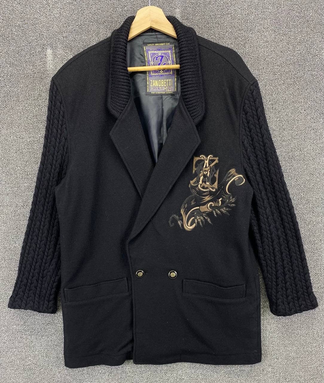 Japanese Brand Vintage Zanobetti Italia Wool Knitted Embroidery Coat Jacket Size XL / US 12-14 / IT 48-50 - 1 Thumbnail